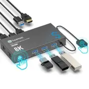 USB 3.0 HDMI KVM Switch 1 Monitor 2 Computers 8K@60Hz KVM Switches for 2 Compute