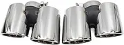 Compatible For Porsche 911 2013-2019 1 Pair (L+R) Exhaust tip Square Mouth Upgrade Black Round Mouth Quad Out Stainless Steel Muffler Nozz(13-15 silver)