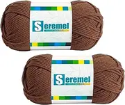 2 Pcs Soft Fluffy Acrylic Yarn for Crocheting and Knitting #4Worsted Weight Yarn-2x50g/2x 142Yards Perfect for Crafts, Blankets Hats, Gloves, Scarf (Coffee)