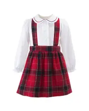 Rachel Riley Tartan Flannel Pinafore Set