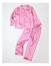 [PJ Club] Jacquard Satin Stripe Pyjama in Pink