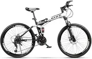 Foldable Mountainbike 24/26 Inches, MTB Bicycle with Spoke Wheel, White