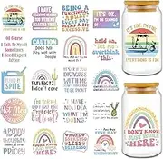Rngmsi Humorous UV DTF Cup Wrap - 20 Sheets Sarcastic UV DTF Cup Wraps for 16 oz Boho Funny Uvdtf Decals Waterproof Boho Rainbow Rub on Transfer Stickers for Glass Cups Water Bottles DIY Crafts