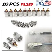 10PC PL259 Silver Coax Connector UHF Male Plug Solder Adapter w/Reducer for RG58