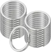uxcell 20pcs Split Keychain Rings, 20mm Round Flat Keyrings Stainless Steel Open Key Chain Ring Dog Tag Rings for DIY Keychain Craft Lanyard, 1.5mm Thick, Silver