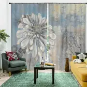 Light Chrysanthemum 3D Curtain Blockout Photo Printing Curtains Drape Fabric