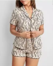 State of Day Intimates Women's Stretch Modal Notched-Collar Pajamas Set 2XL