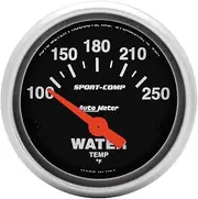 Autometer Gauge, Sport-Comp, Water Temperature, 2 1/16 in., 100-250 Degrees F, Electrical, Each