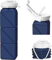 Popdigito Collapsible Water Bottles 20.7oz Collapsible Water bottle Leakproof with Straw Lid Food-Grade BPA-Free Silicone Travel Foldable Water Bottles for Sports Office Gym Hiking Driving 610ML