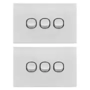 2x Doss ASW3 115mm Acrylic Wall Plate 3 Gang Light Power Switch 2 Way On/Off WHT