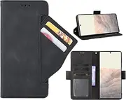 GoshukunTech Phone Cover for Google Pixel 6 Pro 5G,for Google Pixel 6 Pro 5G Wallet Case[ 5 Card Slots Leather Wallet ] Soft TPU Inner Case Flip Cover Stand Feature -Black