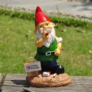 Garden Gnome Ornament Funny Non-Smoking Gnome Dwarf Sculptur Garden Decoration