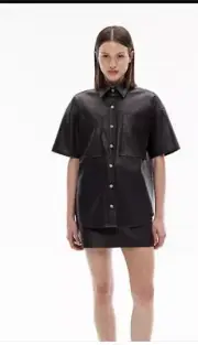 Witchery Black Patch Pocket Short Sleeve Shirt Size 8