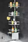 Corner Shower Caddy Tension Pole - 4-Tier Bathroom Organizer Shelves 47-121 Inch