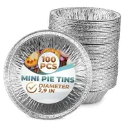 Silver Aluminum Foil Tart Pan - 100Pcs Disposable Mini Pie Tins Round Pan for