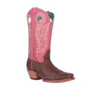 Corral Ladies Embroidered Brown & Pink Western Boots A4459