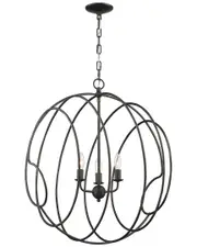Lumanity Conduit Large 3-Light Industrial Orb Chandelier