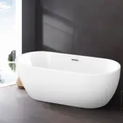 ACA 1500mm Freestanding Gloss White Spa Bathtub Acrylic Oval Bath Tub