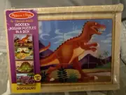 New Melissa & Doug Wooden Jigsaw Puzzles In A Box - Dinosaurs /T-Rex Triceratop