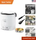 Portable 1L Mini Rice Cooker, 12V Car Cooker with Keep Warm for Travel Meals