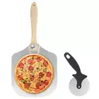Aluminum Metal Pizza Peel Pizza Paddle w/ Foldable Wood Handle Pizza ##