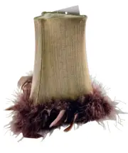 Vintage and Retro Feathered Tassel Triangular Lamp Shade 6 x 7 inch, Brown