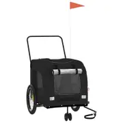 vidaXL Pet Bike Trailer Bicycle Dog Stroller Black Oxford Fabric and Iron