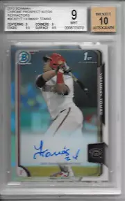 2015 Bowman Chrome YASMANY TOMAS AUTO REFRACTOR RC /499 BGS 9.0 MINT ARIZONA!