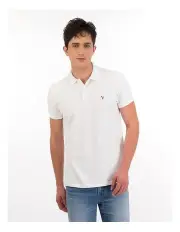 [American Eagle] Slim Fit Flex Pique Polo Shirt in White
