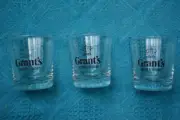 VINTAGE & RARE 3 x Collectable GRANT'S SCOTCH WHISKY GLASSES Round Shape