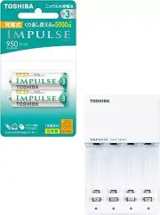 Toshiba Quick Charger AA/AAA TNHC-34SMC & Rechargeable Battery AA x 2 TNH-3LE2P
