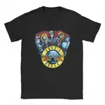 有趣的 GUNS N' ROSES SKELETONS BULLETS T 恤男士圓領純棉 T 恤 ROCK SKULL