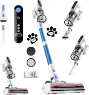 Cordless Vacuum Cleaner, 45Kpa 50 Mins Runtime Self-Standing Stick White