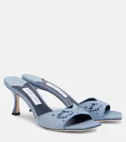 [Jimmy Choo] Jimmy Choo Skye 70 embroidered denim mules AU 8 blue