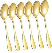 TIDTALEO 6-Piece Stainless Steel Tableware Set Polished Finish Spoons Metal Dinner Spoons for Eating Kitchen Utensils Salt