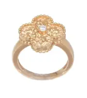 Van Cleef Arpels NEW Alhambra Diamond Ring 18k Rose Gold 5.5 Box/Papers ARN9ZT51