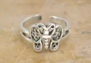 CUTE STERLING SILVER BUTTERFLY ADJUSTABLE TOE RING style# tr43
