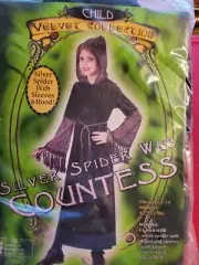 Girls Spider Web Countess Halloween Costume Size 12-14
