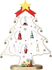 Wooden Tree DIY Tabletop Xmas Decor Tree Ornaments for Holiday Party Decoration Xmas Ornaments White S