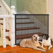 Folding Pet Dog Safety Gate Breathable Mesh Barrier Fence with 4 Hooks for Stair