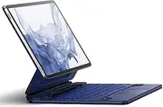[Dexnor] for Samsung Galaxy Tab S10+ Plus/S9+ Plus/S9 FE+ Plus/S8+ Plus/S7+ Plus/S7 FE Case with Keyboard Floating Cantilever Magnetic Stand Trackpad Backlit Keyboard Case with S Pen Holder - Blue