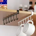 2/1PC 6 Hooks Storage Shelf Wardrobe Cabinet Metal Under Shelves Mug Cup Hanger