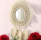 Boho Macrame Mirror Wall Hanging Pendant Fringe Design With Beads