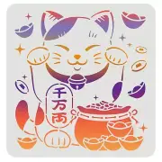 Cat Stencil 11.8x11.8inch Lucky Cat Drawing Stencil Reusable Fortune Cat Sten...