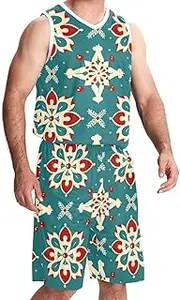 [KQNZT] Basketball Jersey and Shorts, Basketball Jersey for Women, Men's Basketball Jersey, Christmas Cartoon Elk Snowman