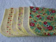 Pack of 6 Burp Cloths Flowers Yellow Cotton Front Towelling Back Handmade