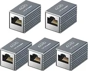 5 Pack RJ45 Coupler, Aluminum Alloy Shell, Ethernet Adapters Female to Female, 8-Pin Modular Straight Through Extender, Network Connectors for Cat8/Cat7/Cat6/Cat6a/Cat5e/Cat5 Ethernet Cable(Gray)
