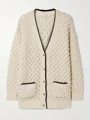 [FRAME] FRAME - The Bauble Textured-knit Cotton Cardigan - Cream - large large Cream