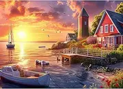 Chalzidar Jigsaw Puzzles for Adults 1000 Pieces, Interlock Perfectly Letter on Back No Dust, Home Decor Birthday Gift Toy for Men Women Elders Seniors, 1:1 Poster - Colourful Harbour View