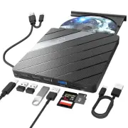 External CD DVD Drive for Laptop, 8 in 1 Portable CD DVD Burner Rewriter with...